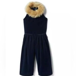 Janie and Jack Velvet Faux Fur Collar Jumpsuit